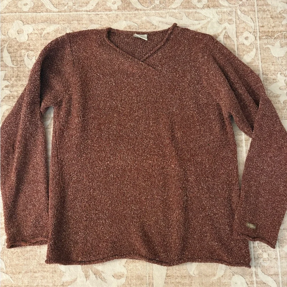 Columbia Brown Maroon V-Neck Sweater Size M Women’s